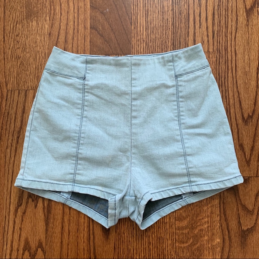 High Waisted Stretch Denim Shorts